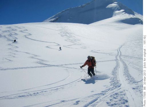 {147 Stan B} enjoying the great snow on the Baker Glacier
