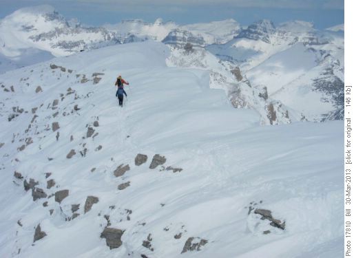 {147 Stan B} and {810 Leslie J} descending Habel's summit ridge