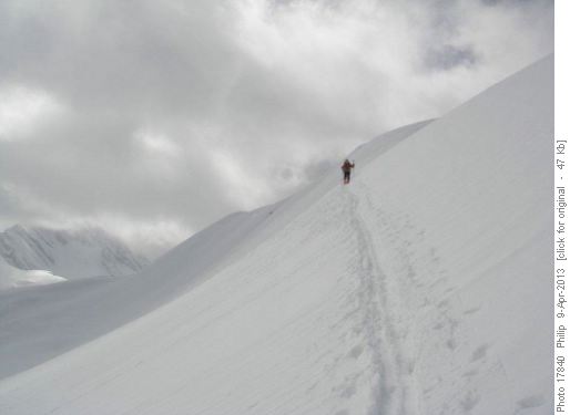 Dan working up steep slope