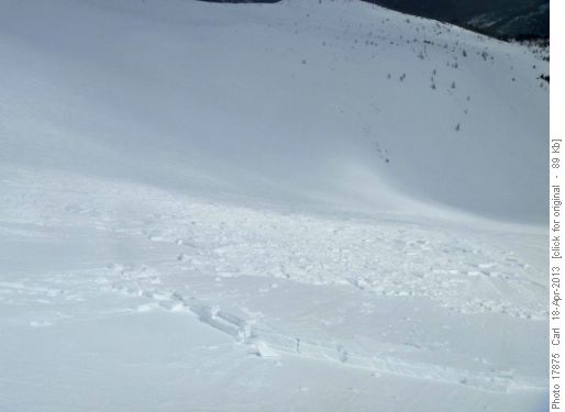 Slab avalanche that looks like a deck of cards pushed over