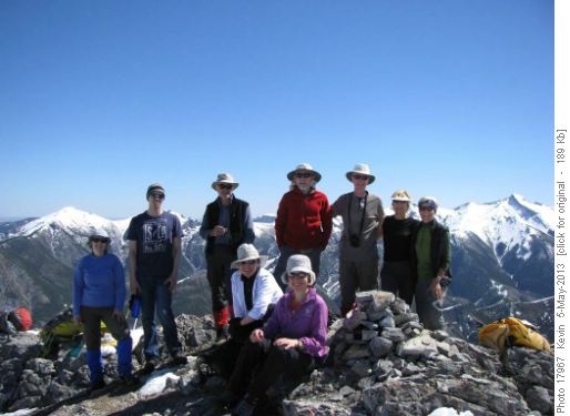 Group photo on the summit of Wasootch Peak