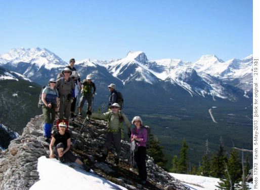 Regrouping before heading up the upper slope