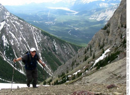 Peter approaching the high saddle