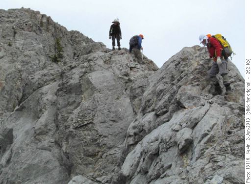 Arnold,Clifton and Jeannette descending the ridge to South Baldy