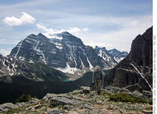{140 Nor Acq} approaching summit Saddle Peak, Temple and Paradise valley in the background