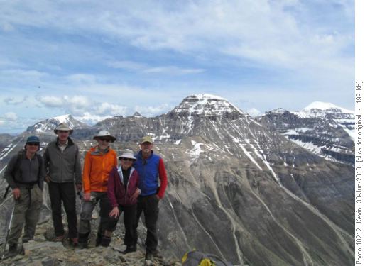 Summit photo with Stanley Peak and Mt Ball in the background