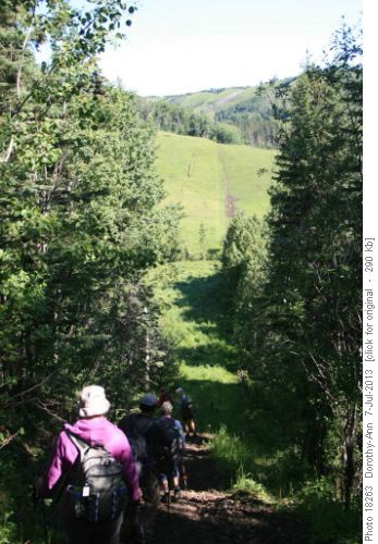 Going down the first hill from trailhead