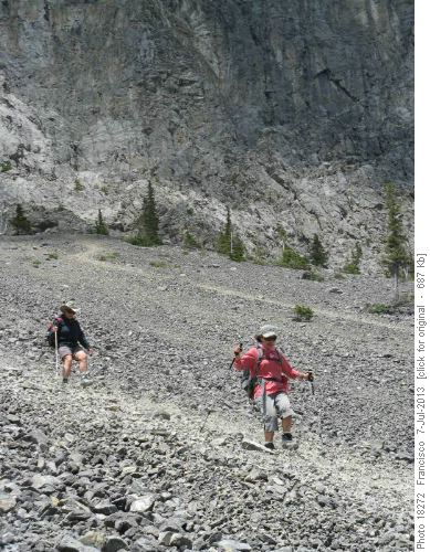 Yoko and Nancy in the scree ramp.