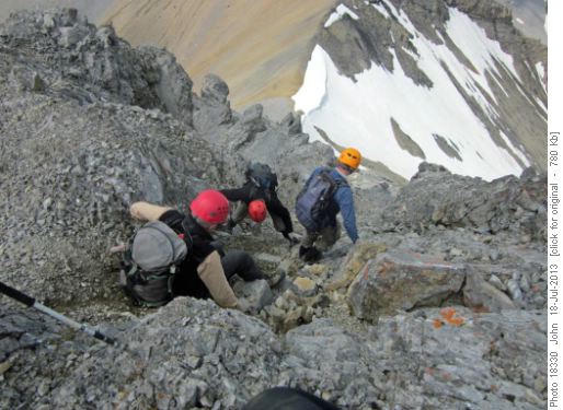 <b>Loose</b> steep gully descent Commwealth peak.