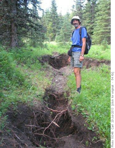 Typical erosion of unofficial trail by monsoon rain