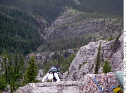 {147 Stan Bobrow} ascending a slabby section West Baldy.