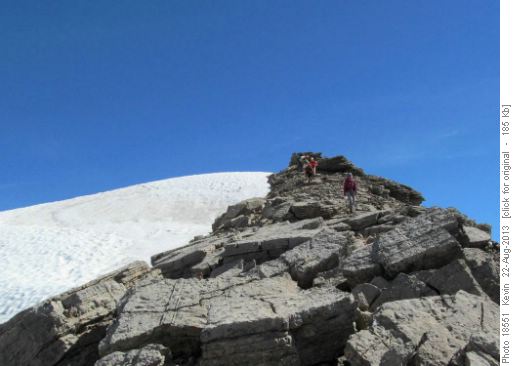 Heading down the NW Ridge from the summit of Andromache