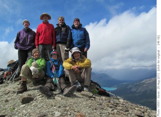 Summit of Bow Peak under blue skies
