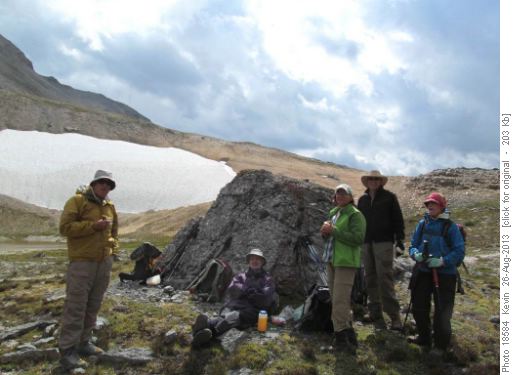 Snack break at Crowfoot Pass