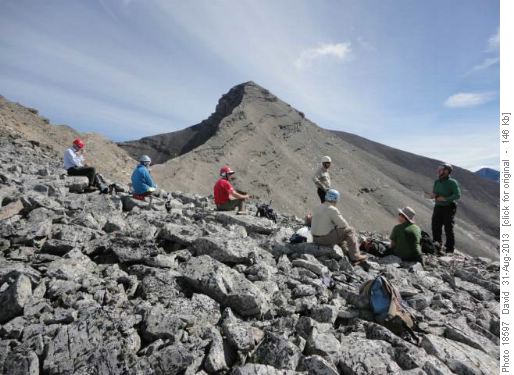 Group at col on Mt. Bogart's west ridge