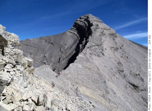 Descending the ridge back to the col