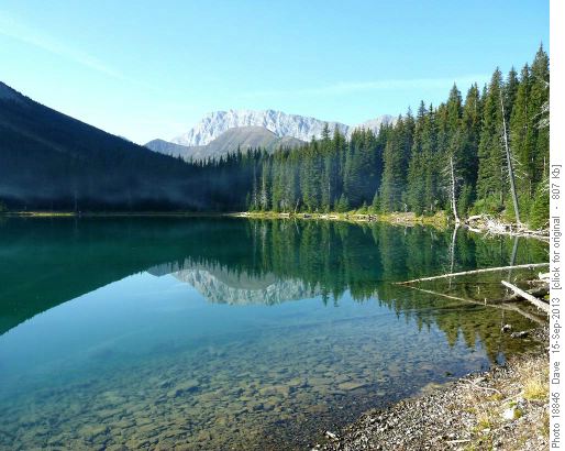 Elbow Lake with drifting campfire smoke