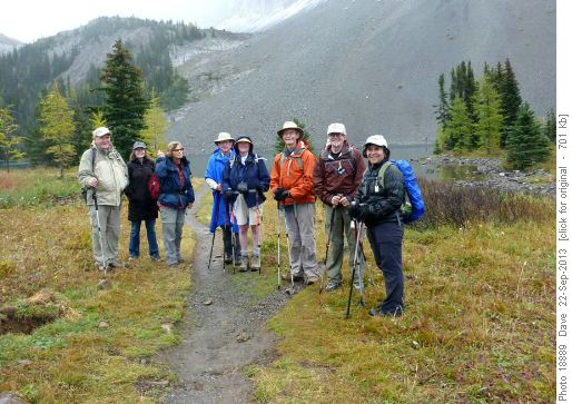 Group at lake, Billy, Mhairy, Jean, Bob, Dorothy-Ann, Dave, Larry and Jeanne