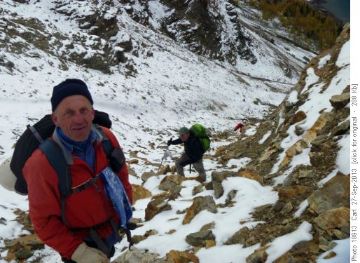 Up the gully above Eiffel Lake