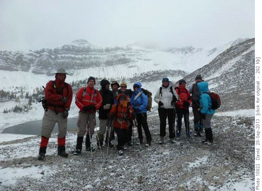 A windblown group on Smuts Pass