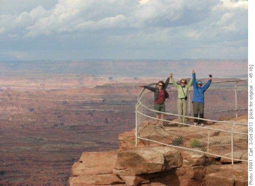 Anita, Ginger and Christine on a windy overlook