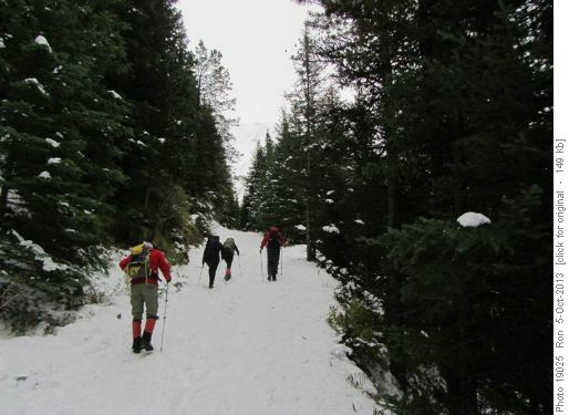 Snowy road to Elbow Lake