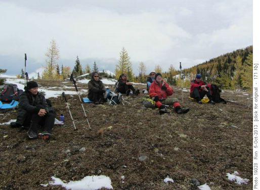 The gang lunching at Rae Lake