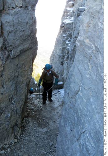 Coordinator {212 d mu} in the first notch of the summit ridge of Mt. Yamnuska