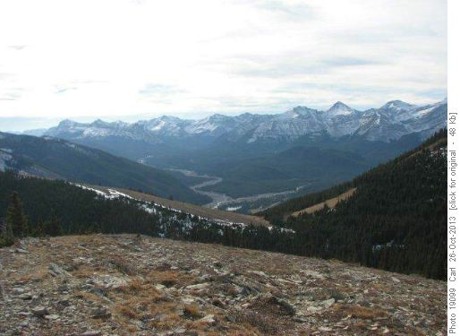 View up Elbow River valley from Rainy summit