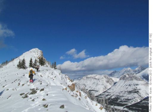 Traversing the upper section of the ridge