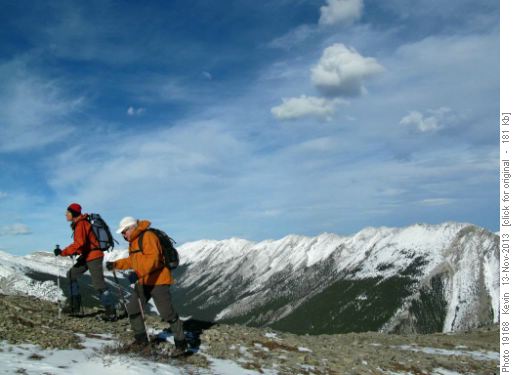 Manfred and Peter on the ridge with Nihahi Ridge in the background