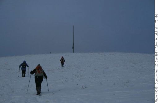 Trudging up our first hill amid all the elk tracks