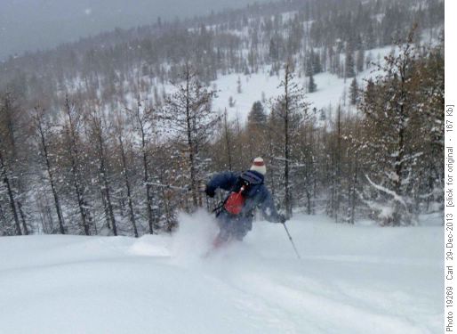 Shredding the Pow on the other side of Healy Pass