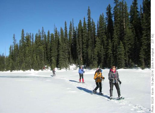 Snow shoeing across Marushka Lake