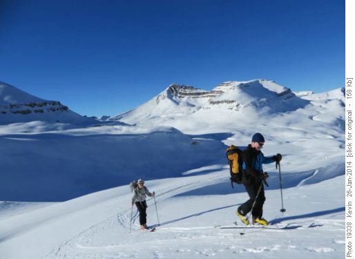 Bill and Doug on the back side of Dolomite Peak with Cirque Peak in the distance
