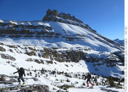Ed and Manfred below the ridge with Dolomite Peak in the background