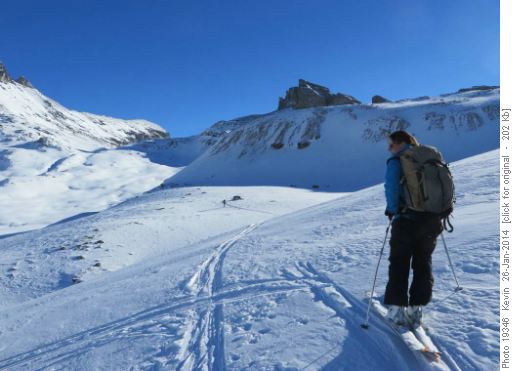 Liz on the traverse to the nameless col