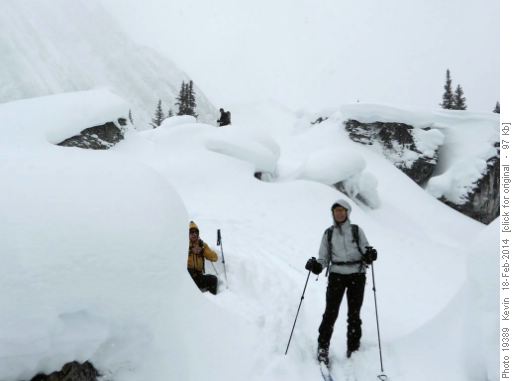 Skiing up and over Elephant Rocks