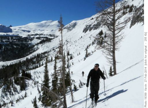 Terry breaking trail up Birdwood Pass