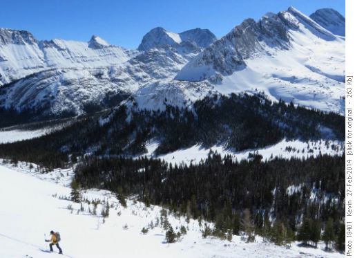 Burstall Valley from the top of the cliff band in Birdwood Pass