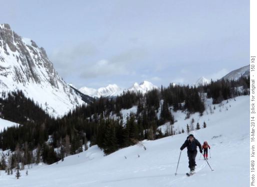 Terry and Sim starting up the moraine