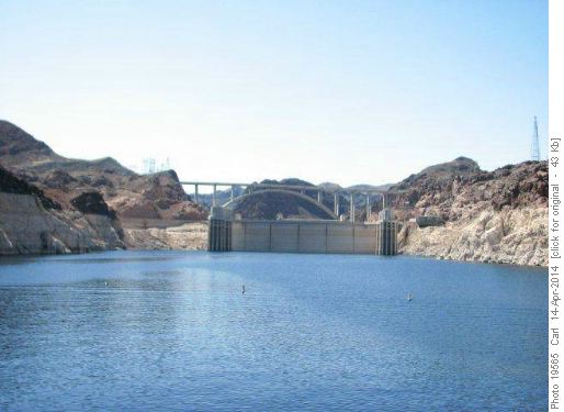Hoover Dam and Memorial Bridge from Lake Mead