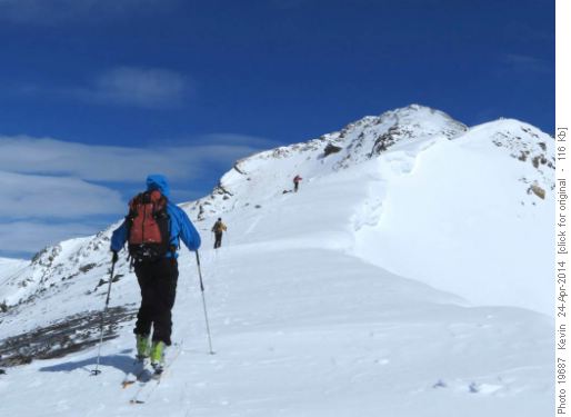 Heading up the upper section of the ridge