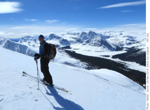 Kevin with Bow Lake and Crowfoot Mt in the background