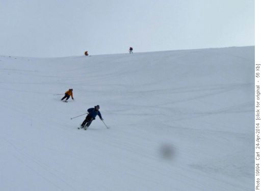 Kevin and Dave in formation skiing