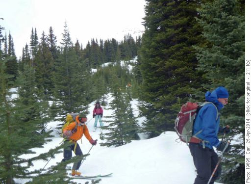 Skiing the creek bed back
