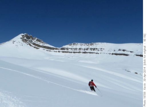 Carl making nice tele turns down to Katherine Lake
