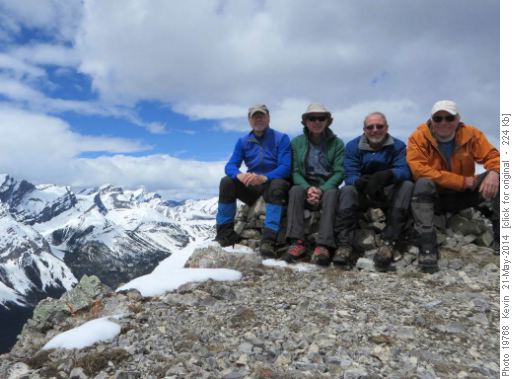 Kevin, Damian, Ed and Peter enjoying the sun on the summit