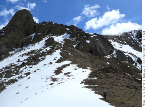 Heading up through the 'gates' to the ridge