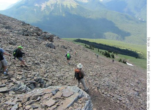 Descending the southeast summit on the shale trail
